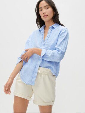 Everlane The Linen Relaxed Shirt - Classic Blue, Size 8
